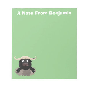 Funny running water buffalo cartoon notepad