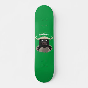 Funny running water buffalo cartoon skateboard