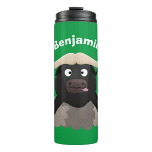Funny running water buffalo cartoon thermal tumbler