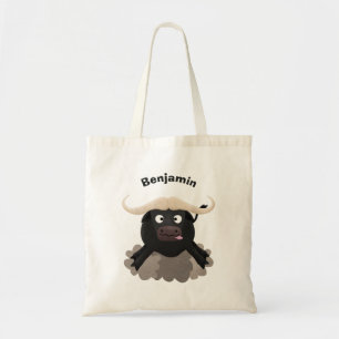 Funny running water buffalo cartoon tote bag
