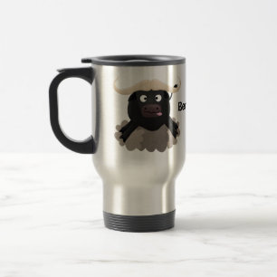 Funny running water buffalo cartoon travel mug