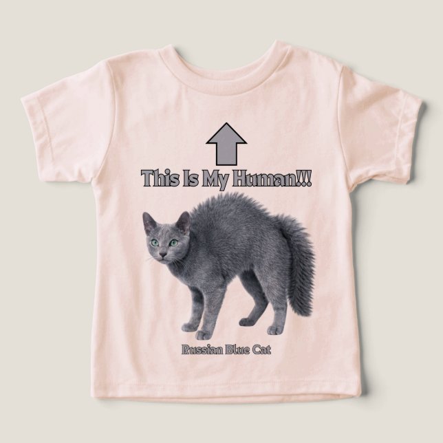 Funny Russian Blue Cat – This Is My Human (Design Front)