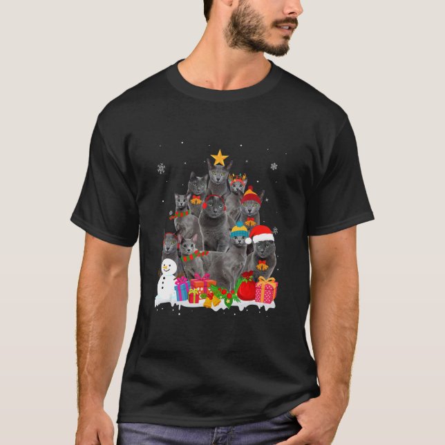 Funny Russian Blue Christmas T-Shirt (Front)