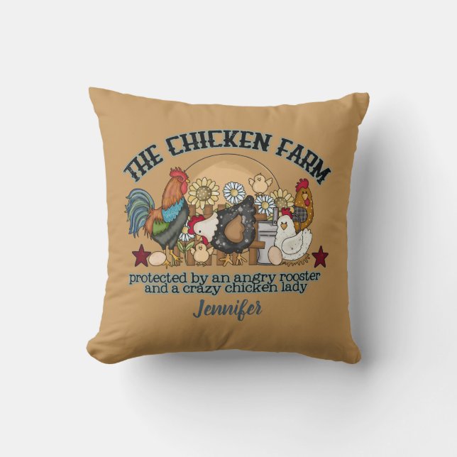 Funny Rust Brown Chicken Farm  Cushion (Front)