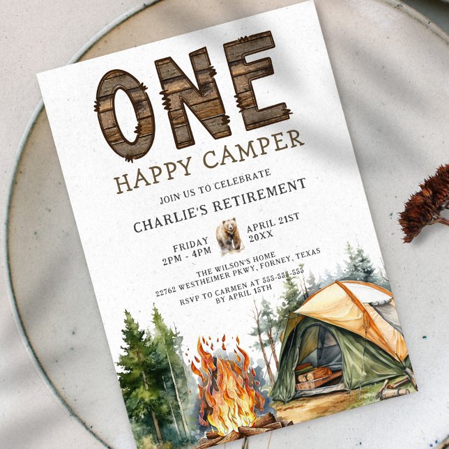 Funny Rustic Camping Retirement Invitation (Creator Uploaded)