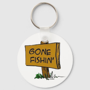 Funny Rustic Fun Gone Fishin Expressions Logo Key Ring