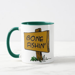 Funny Rustic Fun Gone Fishin Expressions Logo Mug
