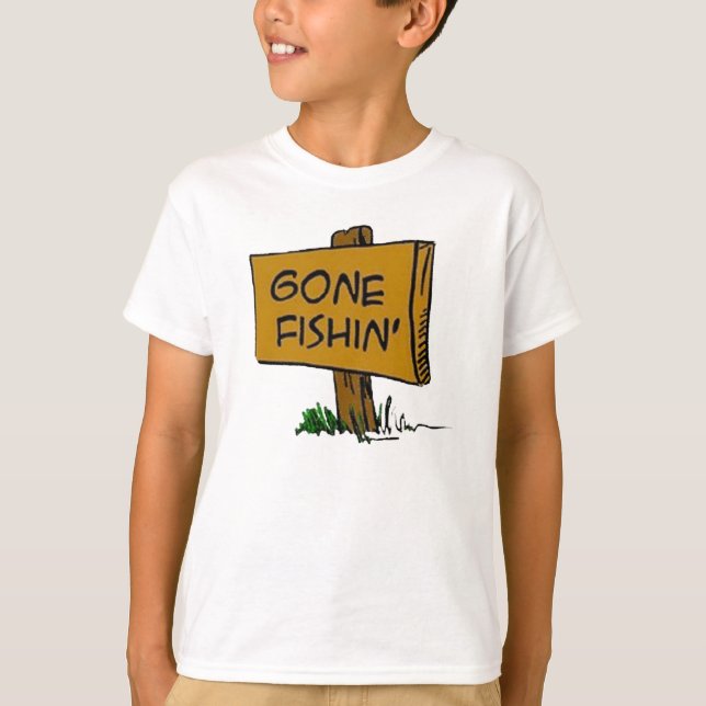 Funny Rustic Fun Gone Fishin Expressions Logo T-Shirt (Front)