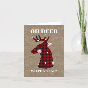 Funny Rustic Oh Deer Holiday Card