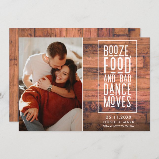 Funny Rustic Photo Wedding  Save The Date (Front/Back)