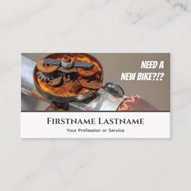 Funny rusty bike bell for Bicycle Repair Shops Business Card (Front)
