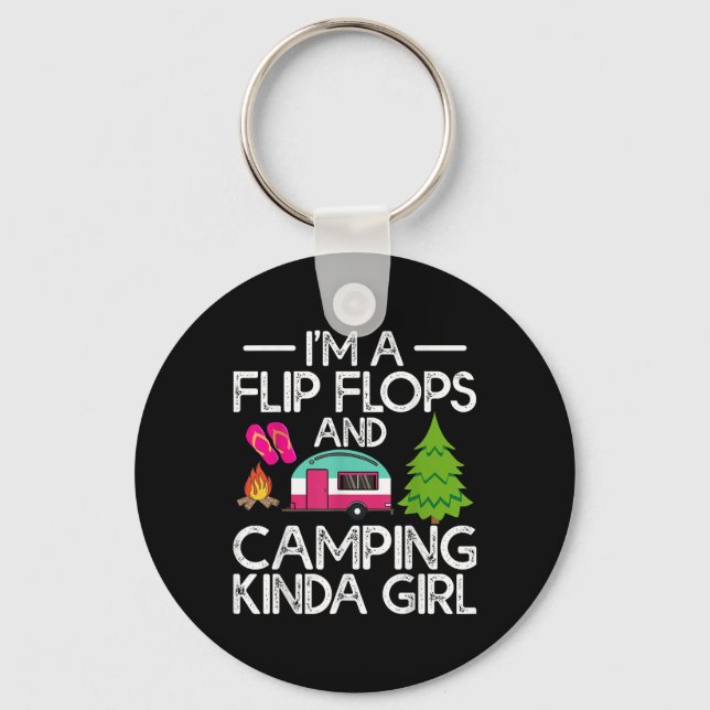 Funny Rv Camper Im A Flip Flops And Camping Kinda  Key Ring (Front)
