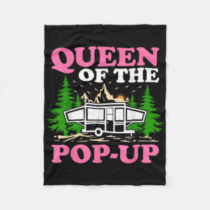 Funny Rv Camping Queen Of The Pop Up Camper Fleece Blanket