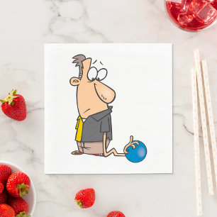 Funny Sad Bowler Character with Bowling Ball Napkin