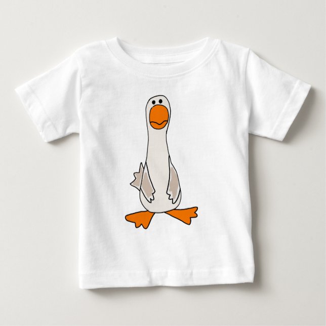 Funny Sad Goose Cartoon Baby T-Shirt (Front)