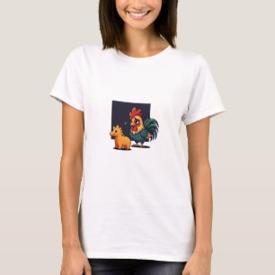 Funny Sad Rooster Crying at Dinosaur Nugget T-Shirt