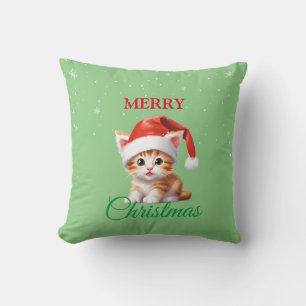 Funny Safari animals Cat Santa Christmas Costume Cushion