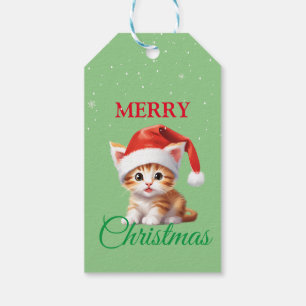 Funny Safari animals Cat Santa Christmas Costume Gift Tags