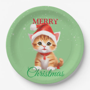 Funny Safari animals Cat Santa Christmas Costume Paper Plate