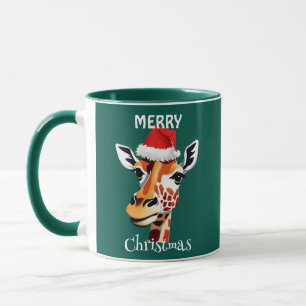 Funny Safari animals Giraffe Santa Xmas party Mug