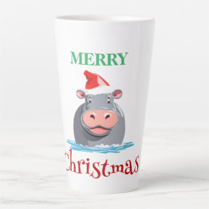 Funny Safari animals HIPPO Santa Christmas Costume Latte Mug