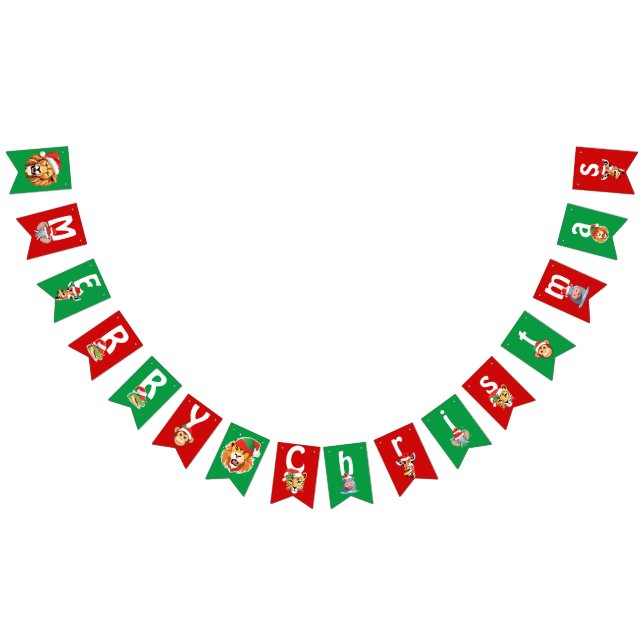 Funny Safari animals Lion Santa Christmas Costume Bunting (All)