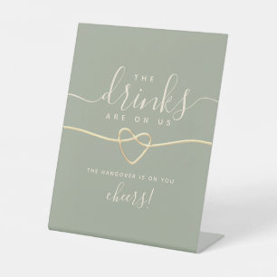 Funny Sage Green Wedding Bar  Pedestal Sign