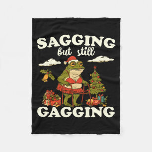 Funny Sagging But Still Gagging Santa Frog Meme Ch Fleece Blanket