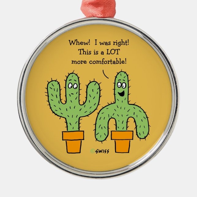 Funny Saguaro Cactus Cartoon Christmas Tree Metal Tree Decoration (Front)