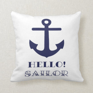 Funny Sailor Gift. Nautical Anchor Hello Sailor Cushion