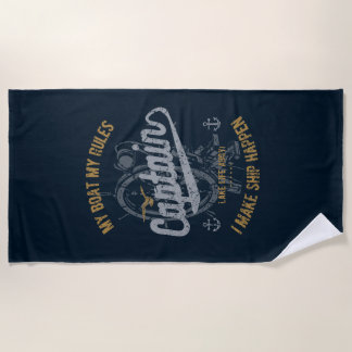 Funny Sailor Gift, Sailing Gifts Captain Retro Beach Towel