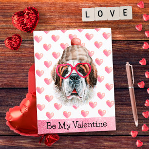 Funny Saint Bernard Be My Valentine Dog Valentines Holiday Postcard