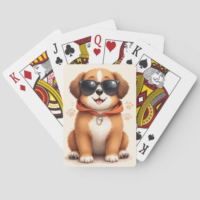 Funny Saint Bernard Kawaii Dog Playing Cards (Back)