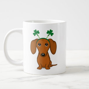 Funny Saint Patrick's Day Dog Dachshund Shamrocks Large Coffee Mug