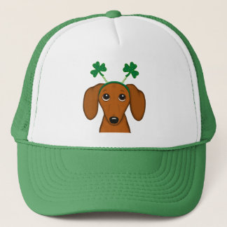 Funny Saint Patrick's Day Dog Dachshund Shamrocks Trucker Hat