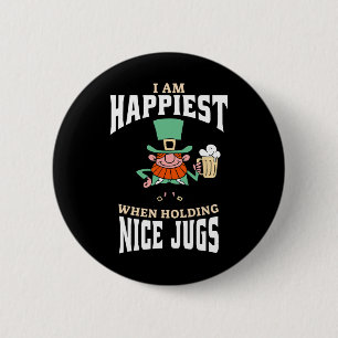 Funny Saint Patricks Day Leprechaun Beer Jugs Brea 6 Cm Round Badge