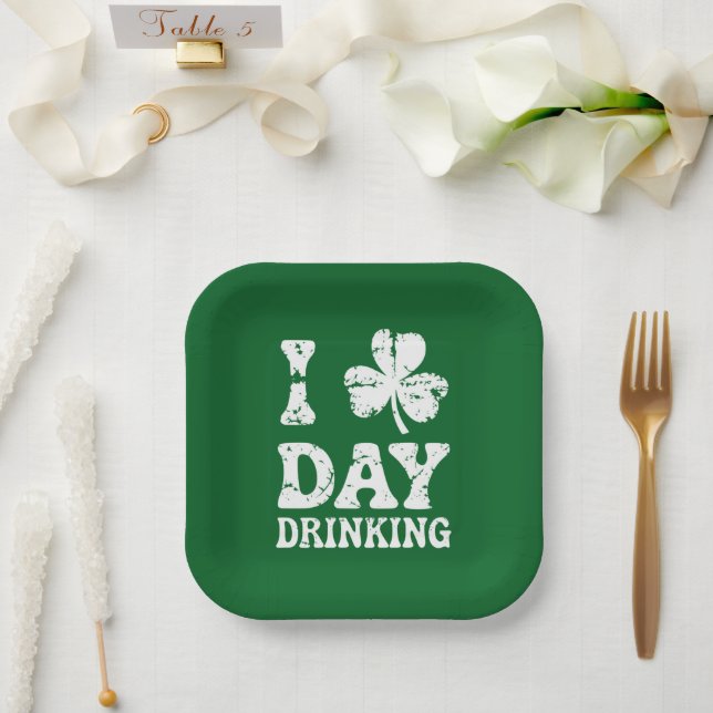 Funny Saint Patricks Day Party St Pats Funny Drink Paper Plate (Wedding)