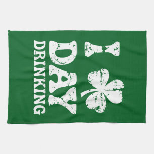 Funny Saint Patricks Day Party St Pats Funny Drink Tea Towel