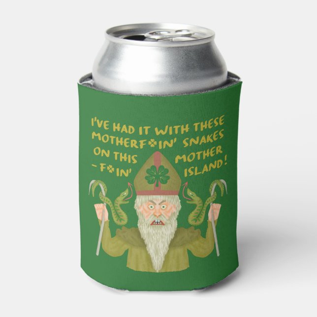 Funny Saint Patrick's Day Snakes Joke Green Irish Can Cooler (Can Front)