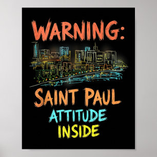 Funny Saint Paul Minnesota Night Skyline Vintage T Poster