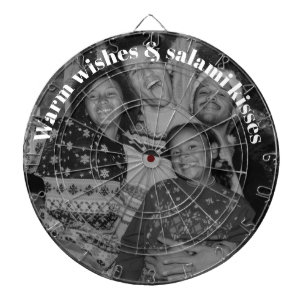 Funny salami kisses family photo christmas dartboard
