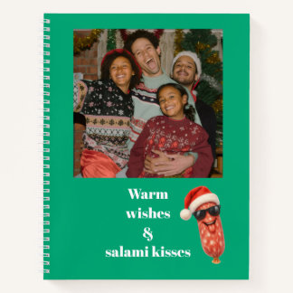 Funny salami kisses family photo christmas notebook