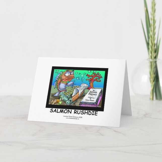 Funny Salman Rushdie Fish Greeting Card (Front)