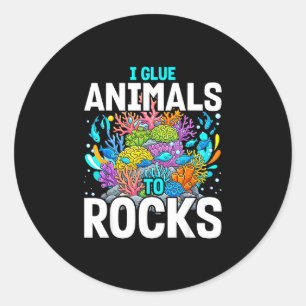 Funny saltwater aquarium frag glue animals to classic round sticker