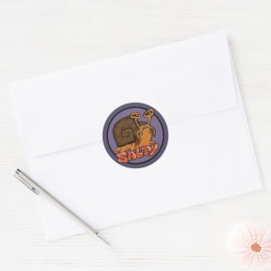 Funny "Salty" Snail Emote Classic Round Sticker