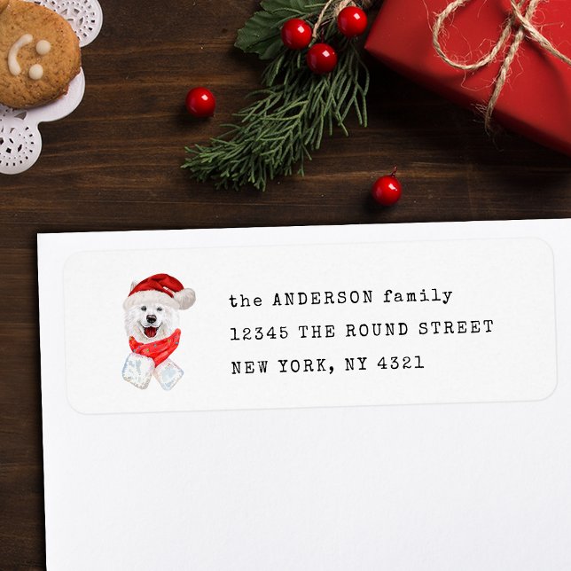 Funny Samoyed Christmas Dog Return Address (Creator Uploaded)