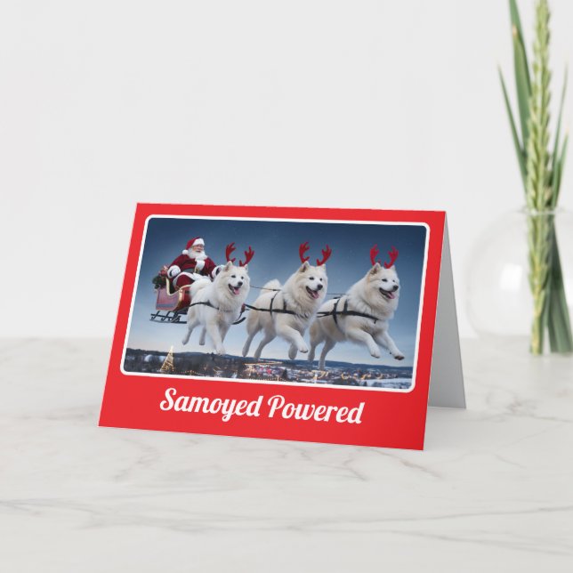 Funny Samoyed Dog Christmas Holiday Card (Front)