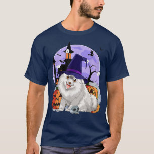 Funny Samoyed Dog Halloween Witch Pumpkin  T-Shirt