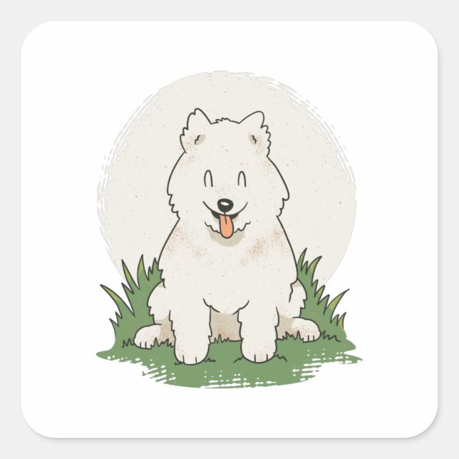 Funny Samoyed Dog Square Sticker (Front)