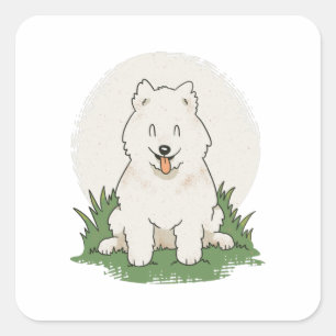Funny Samoyed Dog Square Sticker